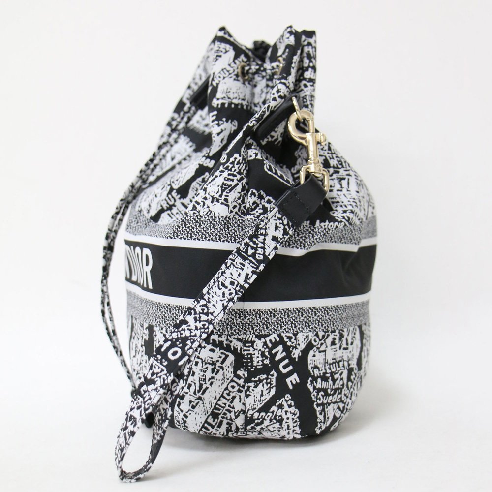 Christian Dior Pouch Black White Plan de Paris with Strap Jacquard - Picture 2 of 11